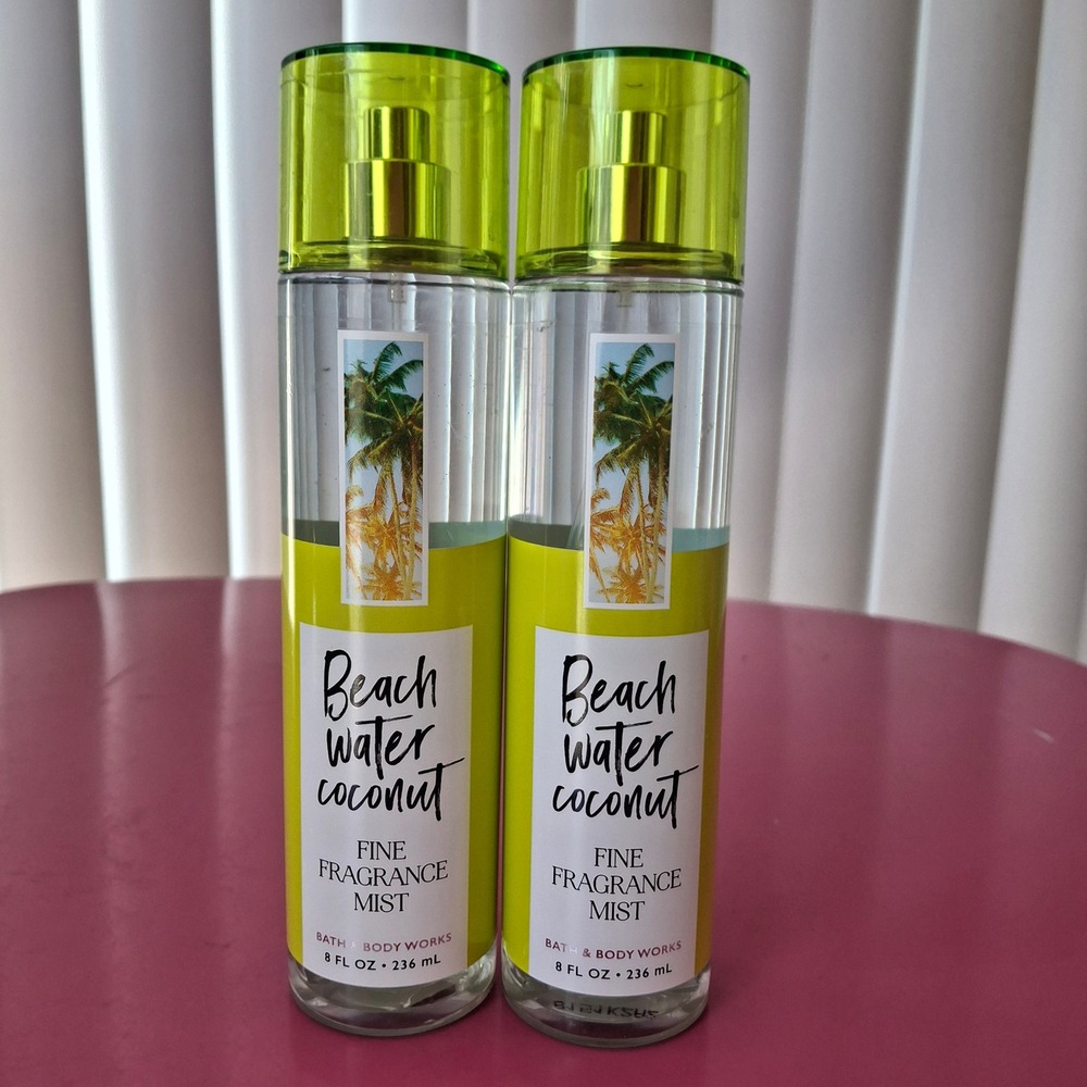Bath & Body Works BEACH WATER COCONUT Fine Fragrance Mist 8 oz Set of 2